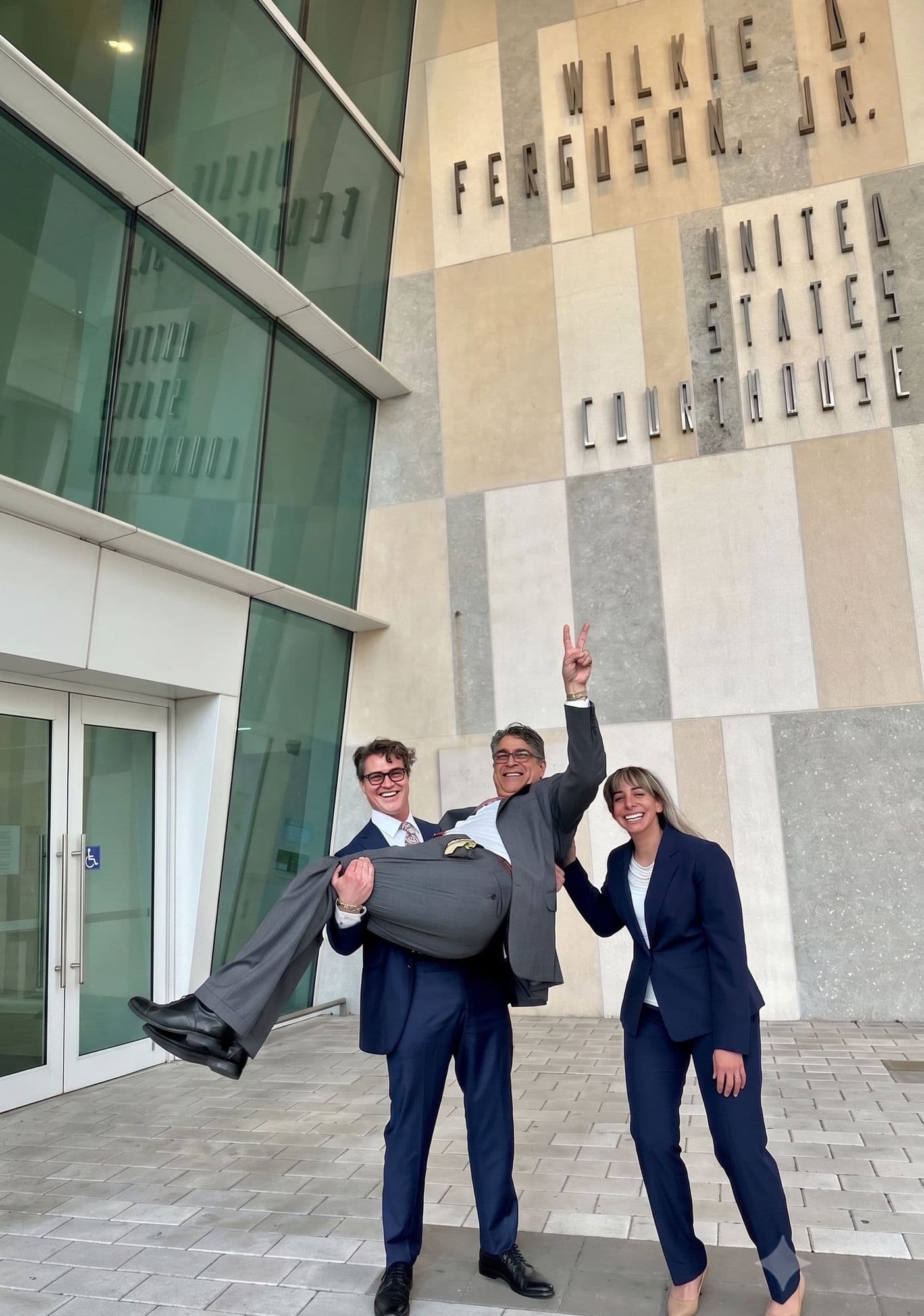 Outside the federal courthouse, Miami, celebrating a full acquittal